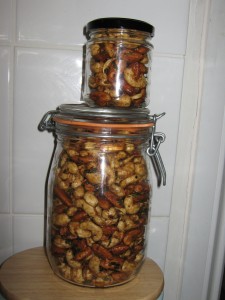 Annoyingly the nuts could not all fit in one jar.